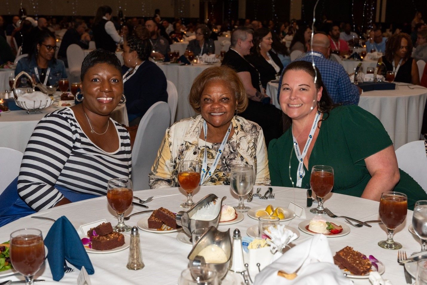 Three women at a table