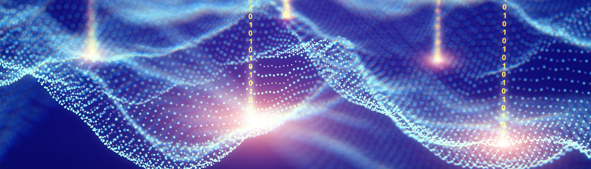 An illustration of waving connected dots representing data